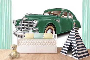 MS-5-2174 als Wandtapete in modernem Interieur; Retro-Design mit räumlicher Tiefe und Vintage-Charme