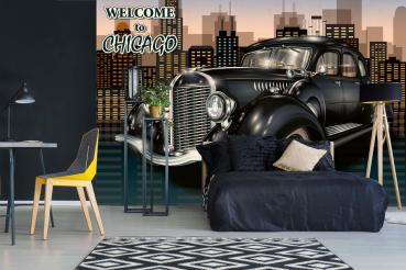 MS-5-2175 als Wandtapete in modernem Interieur; Retro-Design mit räumlicher Tiefe und Vintage-Charme