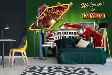 MS-5-2178 als Wandtapete in modernem Interieur; Retro-Design mit räumlicher Tiefe und Vintage-Charme