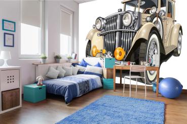 MS-5-2194 als Wandtapete in modernem Interieur; Retro-Design mit räumlicher Tiefe und Vintage-Charme