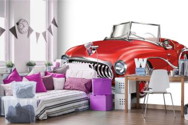 MS-5-2204 als Wandtapete in modernem Interieur; Retro-Design mit räumlicher Tiefe und Vintage-Charme