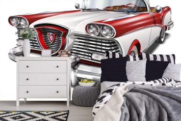 MS-5-2206 als Wandtapete in modernem Interieur; Retro-Design mit räumlicher Tiefe und Vintage-Charme
