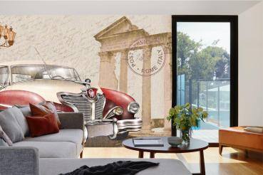 MS-5-2209 als Wandtapete in modernem Interieur; Retro-Design mit räumlicher Tiefe und Vintage-Charme