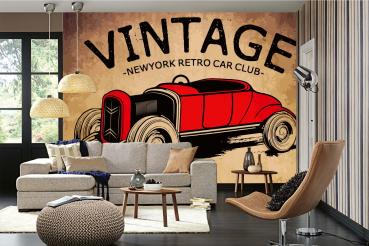 MS-5-2211 als Wandtapete in modernem Interieur; Retro-Design mit räumlicher Tiefe und Vintage-Charme