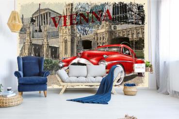 MS-5-2223 als Wandtapete in modernem Interieur; Retro-Design mit räumlicher Tiefe und Vintage-Charme