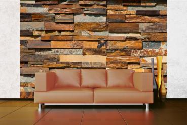 Wohnraum mit Vlies-Fototapete MS-5-2367 – rustikale Holzoptik als stilvolle Wandgestaltung