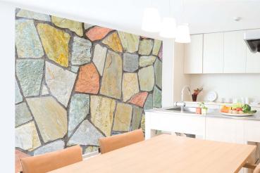 Wohnraum mit Vlies-Fototapete MS-5-2397 – rustikale Holzoptik als stilvolle Wandgestaltung