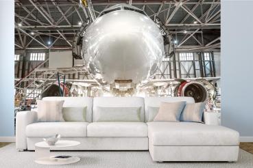„Raumansicht mit Vlies-Fototapete MS-5-2701 – modernes Flugzeugmotiv als Wandgestaltung in Wohn- oder Arbeitsbereich“