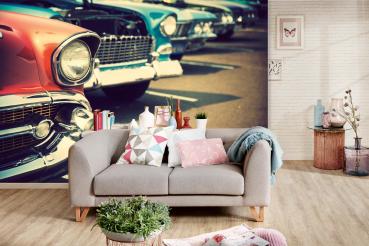 MS-5-2709 als Wandtapete in modernem Interieur; Retro-Design mit räumlicher Tiefe und Vintage-Charme