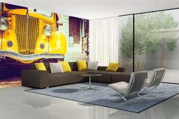 MS-5-2726 als Wandtapete in modernem Interieur; Retro-Design mit räumlicher Tiefe und Vintage-Charme