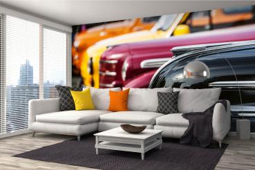 MS-5-2730 als Wandtapete in modernem Interieur; Retro-Design mit räumlicher Tiefe und Vintage-Charme