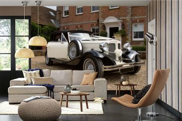 MS-5-2732 als Wandtapete in modernem Interieur; Retro-Design mit räumlicher Tiefe und Vintage-Charme