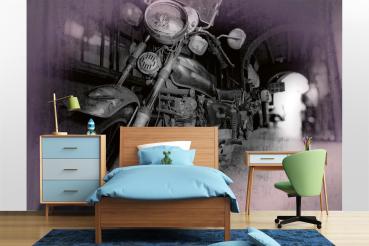 MS-5-2793 als Wandtapete in modernem Interieur; Retro-Design mit räumlicher Tiefe und Vintage-Charme