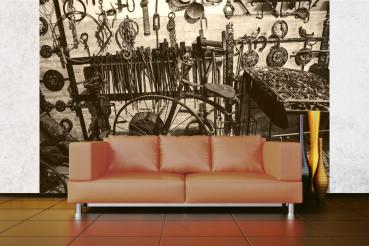 MS-5-2794 als Wandtapete in modernem Interieur; Retro-Design mit räumlicher Tiefe und Vintage-Charme