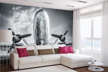 „Raumansicht mit Vlies-Fototapete MS-5-2822 – modernes Flugzeugmotiv als Wandgestaltung in Wohn- oder Arbeitsbereich“