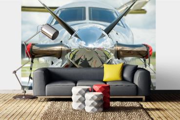„Raumansicht mit Vlies-Fototapete MS-5-2823 – modernes Flugzeugmotiv als Wandgestaltung in Wohn- oder Arbeitsbereich“