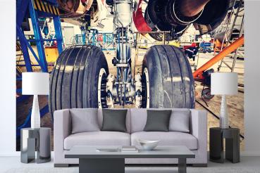 „Raumansicht mit Vlies-Fototapete MS-5-2824 – modernes Flugzeugmotiv als Wandgestaltung in Wohn- oder Arbeitsbereich“