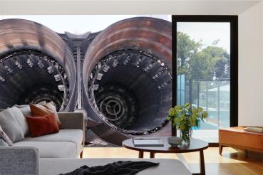 „Raumansicht mit Vlies-Fototapete MS-5-2828 – modernes Flugzeugmotiv als Wandgestaltung in Wohn- oder Arbeitsbereich“