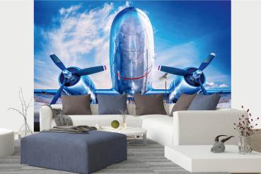 „Raumansicht mit Vlies-Fototapete MS-5-2834 – modernes Flugzeugmotiv als Wandgestaltung in Wohn- oder Arbeitsbereich“