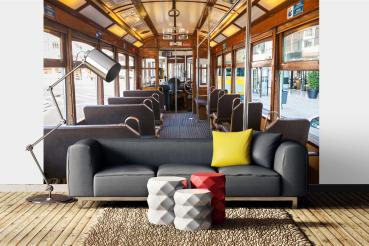 MS-5-2883 als Wandtapete in modernem Interieur; Retro-Design mit räumlicher Tiefe und Vintage-Charme