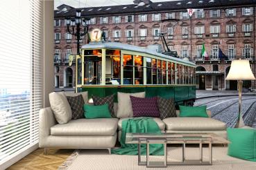MS-5-2897 als Wandtapete in modernem Interieur; Retro-Design mit räumlicher Tiefe und Vintage-Charme
