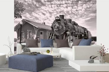 MS-5-2905 als Wandtapete in modernem Interieur; Retro-Design mit räumlicher Tiefe und Vintage-Charme