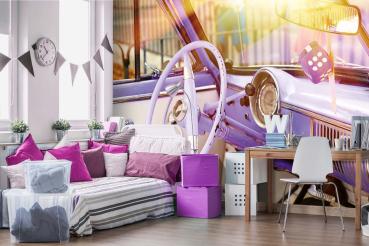 MS-5-2913 als Wandtapete in modernem Interieur; Retro-Design mit räumlicher Tiefe und Vintage-Charme