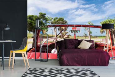 MS-5-2914 als Wandtapete in modernem Interieur; Retro-Design mit räumlicher Tiefe und Vintage-Charme