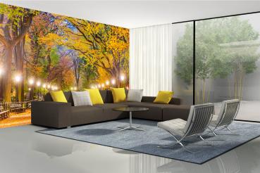 Fototapete MS-5-3019 mit Waldmotiv in einem modern eingerichteten Wohnraum