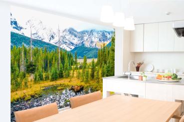 Berge-Fototapete MS-5-3030 in modernem Wohnraum – imposante Landschaft, räumliche Tiefe, stilvolle Wandgestaltung mit Naturakzen
