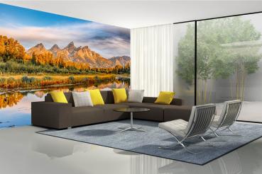 Berge-Fototapete MS-5-3038 in modernem Wohnraum – imposante Landschaft, räumliche Tiefe, stilvolle Wandgestaltung mit Naturakzen