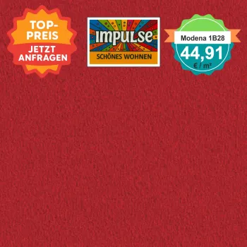 Vorwerk Teppichboden Modena 1B28 rot – hochwertiger Velours in kräftigem Rot, Meterware in 4 oder 5 m Breite