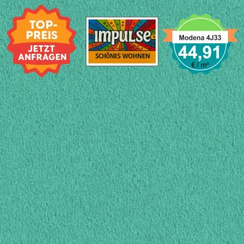 Vorwerk Teppichboden Modena 4J33 türkis – hochwertiger Velours in lebendigem Türkis, Meterware in 4 oder 5 m Breite