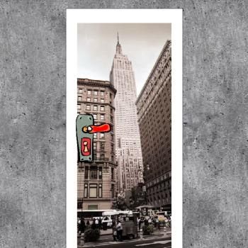 „Urbanes New York City mit Food‑Carts, Fußgängern und markanter Skyline“