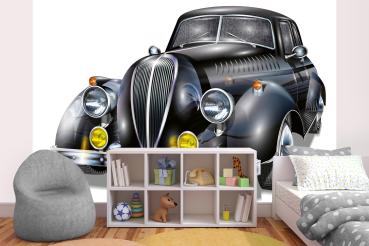 MS-5-2166 als Wandtapete in modernem Interieur; Retro-Design mit räumlicher Tiefe und Vintage-Charme