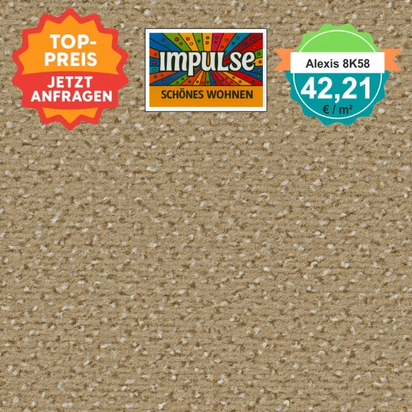 „Vorwerk Alexis Teppichboden in Dunkelbeige – klassisches Raumbild mit samtiger Oberfläche“