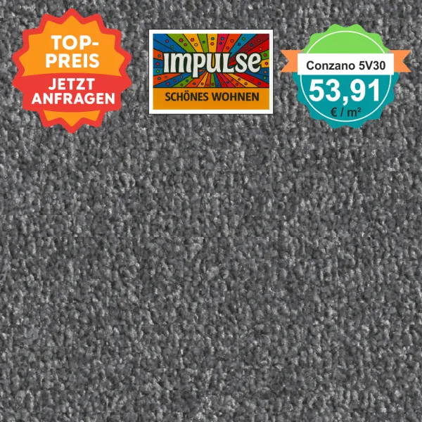 Vorwerk Teppichboden Conzano 5V30 dunkelgrau – Querformat, Teppichboden in tiefem Dunkelgrau für edle Akzente, nur 53,91 €