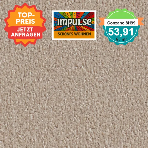 Vorwerk Teppichboden Conzano 8H99 sand – Querformat, Teppichboden in sanftem Sandton für warme Wohnatmosphäre, nur 53,91 €