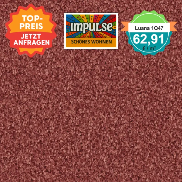 Vorwerk Luana Teppichboden rot – quadratische Draufsicht
