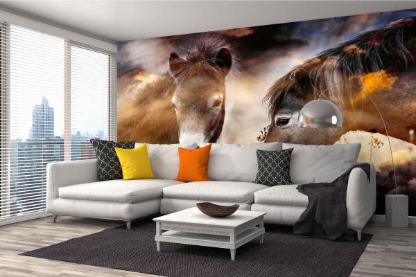 „Tiermotiv-Fototapete MS-5-0394 als Blickfang im Wohnzimmer – lebendige Farben und räumliche Tiefe“
