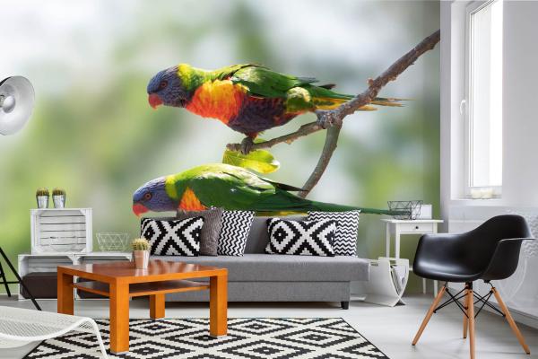 „Tiermotiv-Fototapete MS-5-0400 als Blickfang im Wohnzimmer – lebendige Farben und räumliche Tiefe“