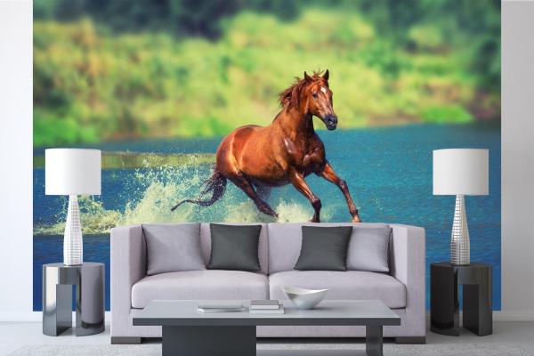 „Tiermotiv-Fototapete MS-5-0424 als Blickfang im Wohnzimmer – lebendige Farben und räumliche Tiefe“