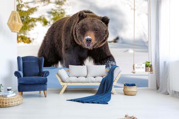 „Tiermotiv-Fototapete MS-5-0442 als Blickfang im Wohnzimmer – lebendige Farben und räumliche Tiefe“