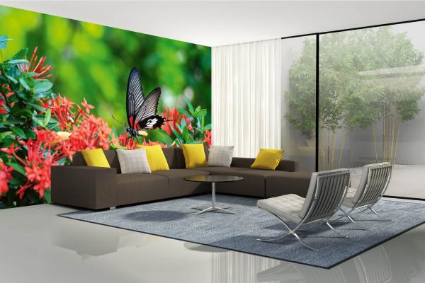 „Tiermotiv-Fototapete MS-5-0464 als Blickfang im Wohnzimmer – lebendige Farben und räumliche Tiefe“