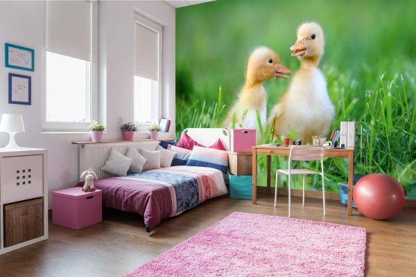 „Tiermotiv-Fototapete MS-5-0475 als Blickfang im Wohnzimmer – lebendige Farben und räumliche Tiefe“