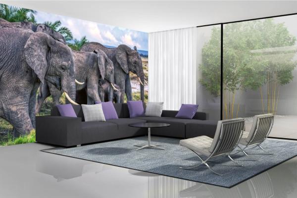„Tiermotiv-Fototapete MS-5-0482 als Blickfang im Wohnzimmer – lebendige Farben und räumliche Tiefe“