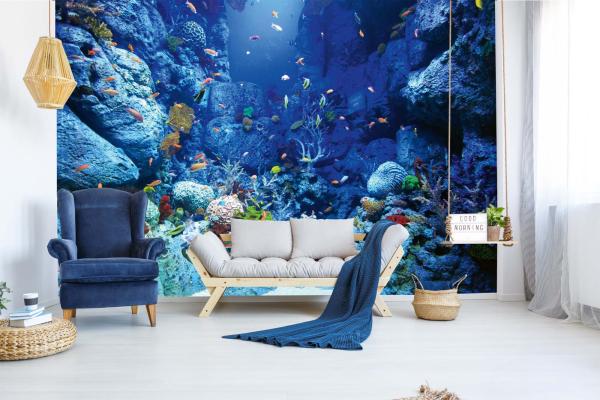 „Tiermotiv-Fototapete MS-5-0503 als Blickfang im Wohnzimmer – lebendige Farben und räumliche Tiefe“