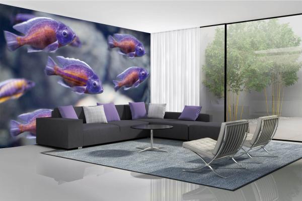 „Tiermotiv-Fototapete MS-5-0518 als Blickfang im Wohnzimmer – lebendige Farben und räumliche Tiefe“