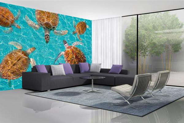 „Tiermotiv-Fototapete MS-5-0523 als Blickfang im Wohnzimmer – lebendige Farben und räumliche Tiefe“