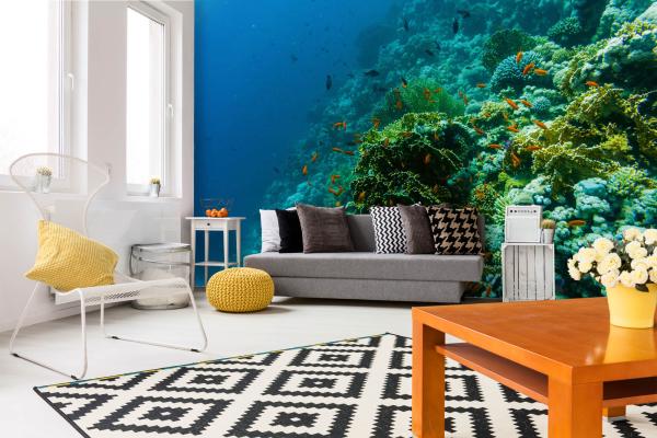 „Tiermotiv-Fototapete MS-5-0532 als Blickfang im Wohnzimmer – lebendige Farben und räumliche Tiefe“